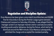 切尔西遭禁赛罚款 无主帅备战下一场比赛 马雷斯卡承认错误